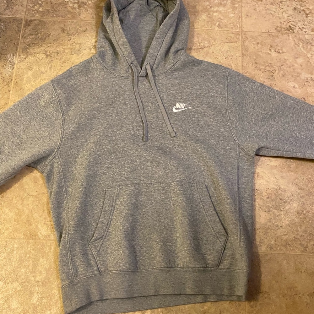 Nike Gray Sweatshirt with Hood and Drawstrings